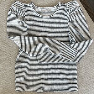 Loft women’s long sleeve capped shoulder striped tshirt Small